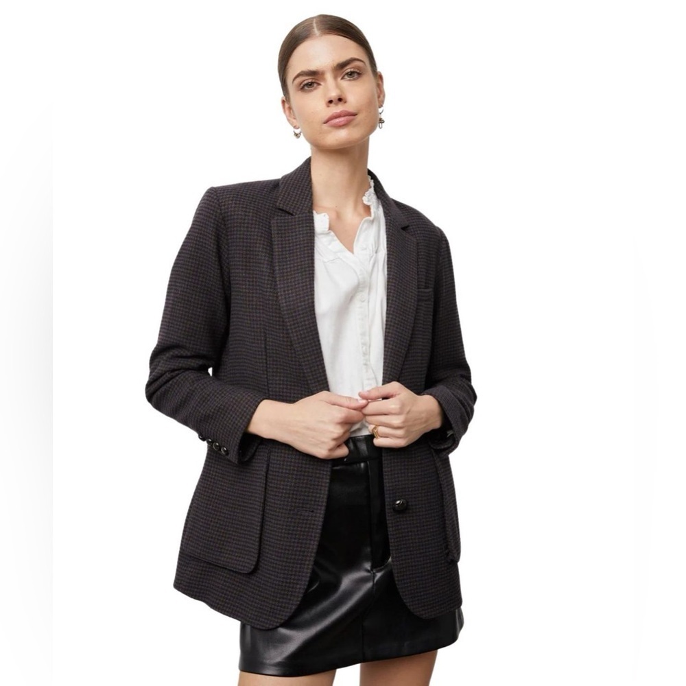 Rails Windsor Midnight Brown Mini Check Houndstooth Blazer Preppy Sz M NEW